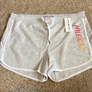 Tommy Hilfiger Gray Athletic Shorts with Dolphin Hem Large